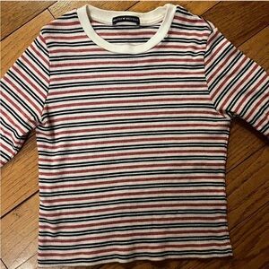 Brandy Melville Red and Black Striped Tee